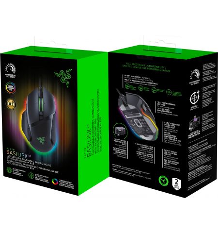 RAZER Ergonomic Gaming Mouse Basilisk V3, Right-handed, 10+1 buttons, Razer Chroma RGB,  black