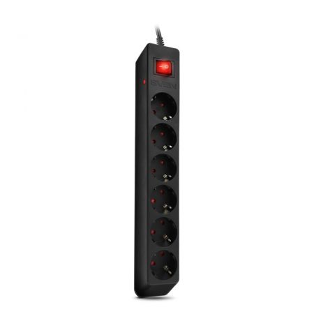 Фильтр сетевой SVEN Optima / 6 Sockets with children protection / 3m / Wall mountable / Black