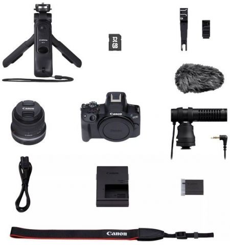 Безерккальная камера Canon EOS R50 18-45 Content Creator Kit (камера+объектив+микрофон+штатив+карта памяти) (5811C036) Безерккальная камера Canon EOS R50 18-45 Content Creator Kit (камера+объектив+микрофон+штатив+карта памяти) (5811C036)