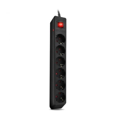 Фильтр сетевой SVEN Optima / 6 Sockets with children protection / 1,8m / Wall mountable / Black