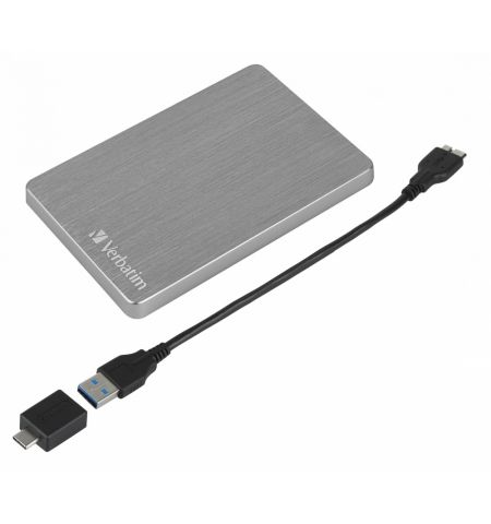 2.5” External HDD 1.0TB (USB3.2)  Verbatim Store 'n' Go ALU Slim, Space Grey, Aluminium, Sleek, Slim, Nero Backup Software, Green Button Energy Saving Software