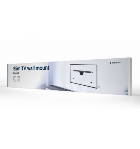 Slim TV-Wall Mount for 37-80”- Gembird ”WM-S80F-01”, Fixed, max. 50 kg, Distance TV to Wall: 17 mm, max. VESA 600 x 400, Black