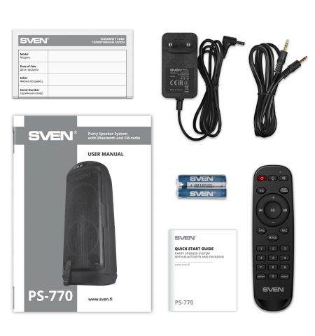 Портативная Колонка SVEN PS-770 Black / 100W / Bluetooth / FM tuner / USB / microSD