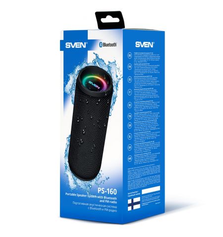 Колонка Портативная SVEN PS-160, Black / 12W / Bluetooth / FM / USB / microSD / 1200mA*h