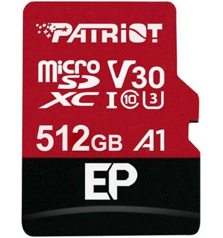 Карта памяти microSD Patriot EP Series V30/ 90Mbps/ 512GB + SD adapter