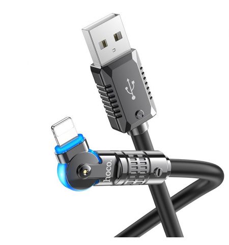 Кабель USB на Lighning HOCO “U118 Triumph” / 1.2m / Zinc alloy / 27W / up to 3A / Black