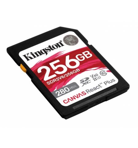 Карта памяти SD Kingston Canvas React Plus V60/ UHS-II/ 280MBps/ 256GB Карта памяти SD Kingston Canvas React Plus V60/ UHS-II/ 280MBps/ 256GB
