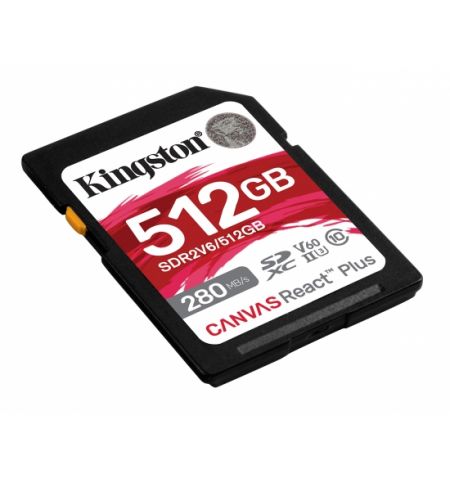 Карта памяти SD Kingston Canvas React Plus V60/ UHS-II/ 280MBps/ 512GB Карта памяти SD Kingston Canvas React Plus V60/ UHS-II/ 280MBps/ 512GB