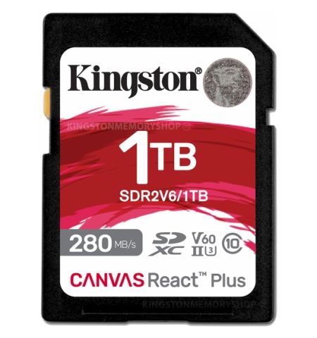 Карта памяти SD Kingston Canvas React Plus V60/ UHS-II/ 280MBps/ 1.0TB