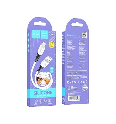 Кабель USB на USB-C Lightning HOCO X82 / 1m / Silicone / up to 2.4A / White