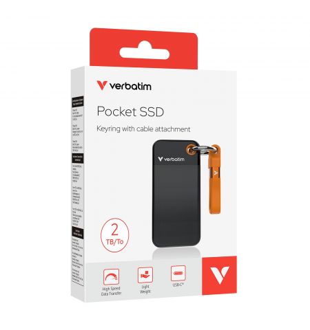 M.2 Внешний SSD Verbatim Pocket / 2TB / USB 3.2 Gen 2 / Black/Orange