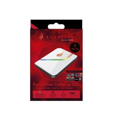 2.5” Внешний игровой SSD Verbatim Surefire PyroDrive / 1TB / USB 3.2 Gen1 / White