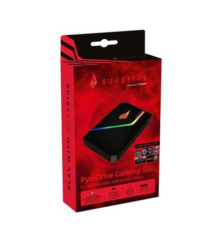 2.5” Внешний игровой SSD Verbatim Surefire PyroDrive / 2TB / USB 3.2 Gen1 / Black