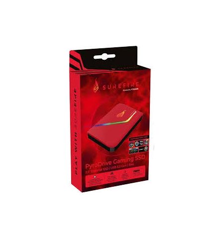 2.5” Внешний игровой SSD Verbatim Surefire PyroDrive / 2TB / USB 3.2 Gen1 / Red