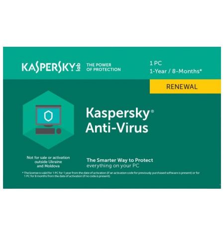 Renewal - Kaspersky Anti-Virus - 1 device, 12 months, Card