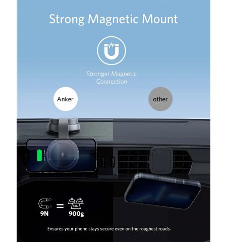 Автомобильное зарядное устройство Anker 613 Magnetic Wireless Charger MagGo / black