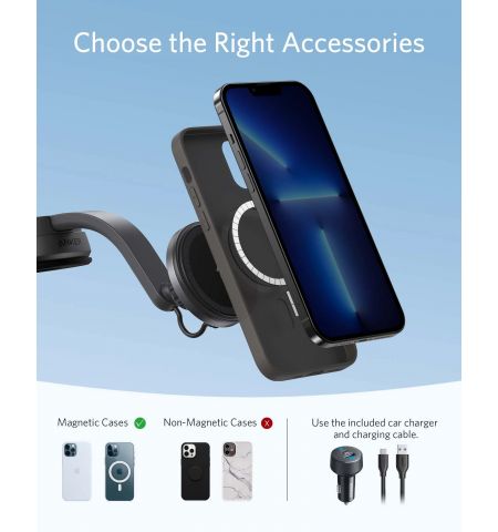 Автомобильное зарядное устройство Anker 613 Magnetic Wireless Charger MagGo / black