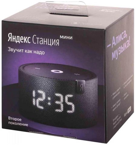 Умная колонка Yandex Station MINI (Clock) / with Alisa / 10W / Black