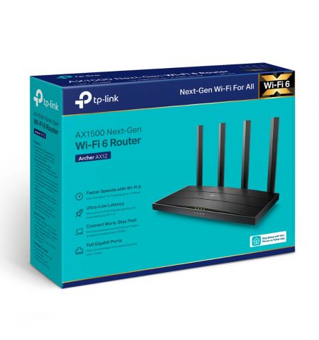 Wi-Fi роутер TP-LINK  Archer AX12 / AC1500 Dual Band / Wi-Fi6 / Gigabit / 1WAN+3LAN / 4 fixed antennas Wi-Fi роутер TP-LINK  Archer AX12 / AC1500 Dual Band / Wi-Fi6 / Gigabit / 1WAN+3LAN / 4 fixed antennas