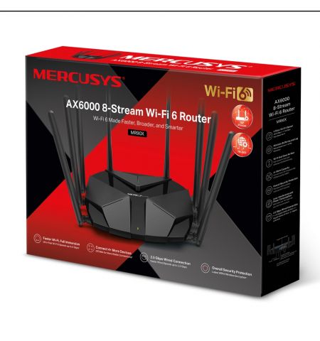 Wi-Fi роутер MERCUSYS MR90X / AX6000 Dual Band / Wi-Fi6 / Gigabit / 8 external antennas Wi-Fi роутер MERCUSYS MR90X / AX6000 Dual Band / Wi-Fi6 / Gigabit / 8 external antennas