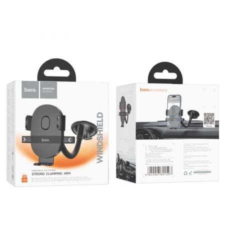 Автомобильный держатель HOCO H20, Car holder, Mighty one-button (windshield), Black