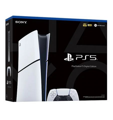 Игровая консоль Sony PlayStation 5 Digital Slim (without Disc Edition), 1TB, White; 1 x Gamepad (Dualsense)