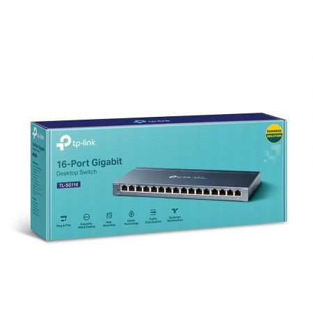 Коммутатор TP-LINK TL-SG116 / 16 port / Gigabit / RJ45 / steel case