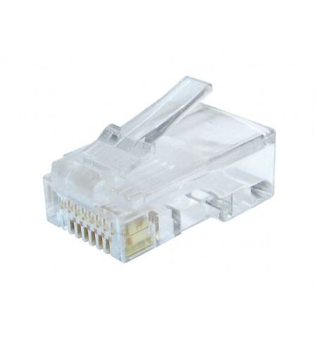 RJ45 Modular Plug LC-8P8C-002/100, Modular plug 8P8C for solid CAT6 LAN cable, 30u” gold plated, 100 pcs/bag