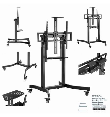 Напольная подставка для телевизора с электроприводом и регулировкой высоты, с роликамиGembird TVS-100T-01 / 55” - 100”