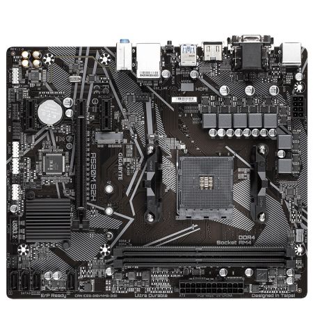 GIGABYTE GA-A520M-S2H, Socket AM4, AMD A520, Dual 2xDDR4-5100, APU AMD graphics, VGA, DVI, HDMI, 1xPCIe X16, 4xSATA3, RAID, 1xM.2, 2xPCIe X1, ALC887 HDA, GbE LAN, 6xUSB3.2, RGB Fusion 2.0, mATX