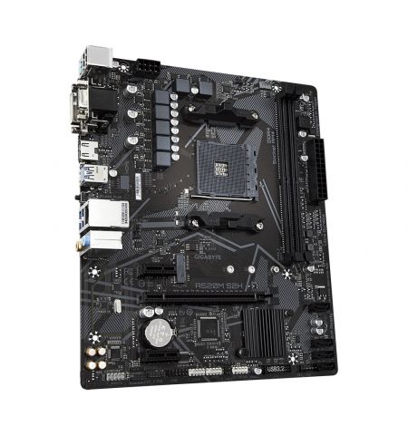 GIGABYTE GA-A520M-S2H, Socket AM4, AMD A520, Dual 2xDDR4-5100, APU AMD graphics, VGA, DVI, HDMI, 1xPCIe X16, 4xSATA3, RAID, 1xM.2, 2xPCIe X1, ALC887 HDA, GbE LAN, 6xUSB3.2, RGB Fusion 2.0, mATX
