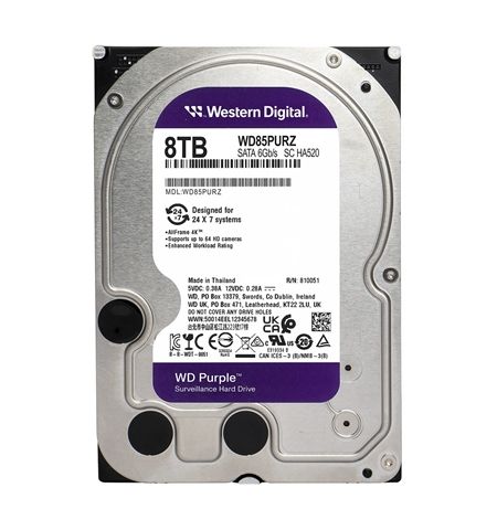 3.5” HDD 8.0TB  Western Digital WD85PURZ Caviar® Purple™, CMR Drive, 5640rpm, 256MB, SATAIII