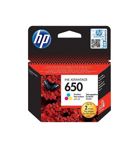 HP 650 (CZ102AE) Tri-Colour Ink Cartridge for DeskJet 2515/3515 AiO, 200 p.