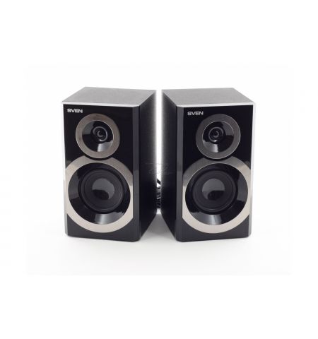 SVEN SPS-619 Black,  2.0 / 2x10W RMS, headphone jack, wooden, (3”+1”)