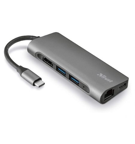 Многопортовый Адаптер Trust Dalyx/ USB-C/ 1xUSB-C/ 2xUSB-A/ HDMI/ RJ45/ SD/ microSD