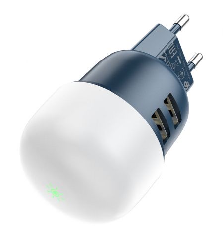 Зарядное устройство Sparkle Dual Port Night light  HOCO C87A / 2 x USB / Black