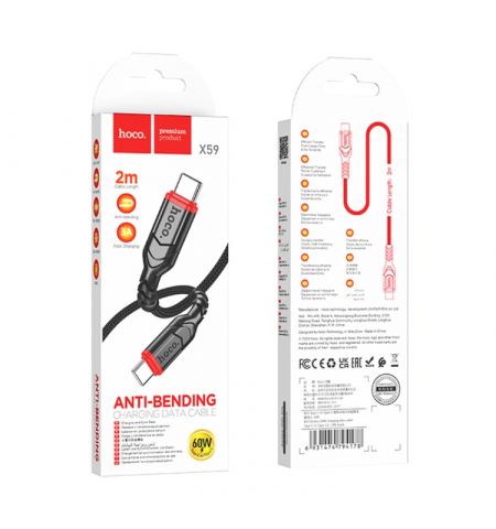 Кабель Type-C на Type-C HOCO “X59 Victory” / 2m / Nylon braid / up to 3A / Black