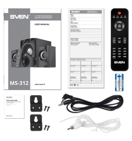 Колонки 2.1 SVEN MS-312 / 40W RMS / Bluetooth / FM-tune / USB Flash / SD card / Black