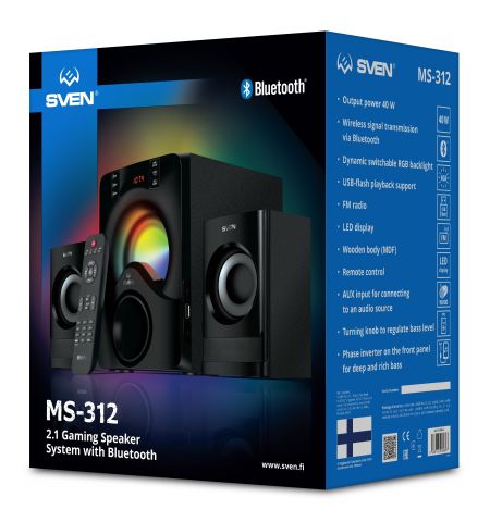 Колонки 2.1 SVEN MS-312 / 40W RMS / Bluetooth / FM-tune / USB Flash / SD card / Black