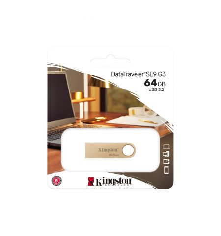Флеш-накопитель USB Kingston DataTraveler SE9 G3 / 64ГБ / USB3.2 Gen1 / Gold