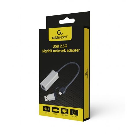 USB 3.1 + USB Type-C /  2.5G Gigabit Ethernet Adapter  / Gembird A-USB3AC-LAN2G-01