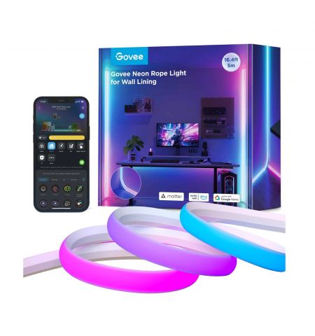 Неоновый шнур для облицовки стен GOVEE Neon Rope Light / 5m / Multicolor / Wi-Fi + BT