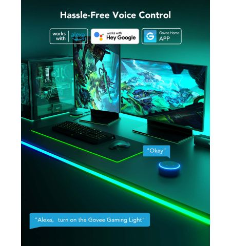 Неоновая световая веревка для столов Neon Rope Light for Desks GOVEE RGBIC LED / 5m / Multicolor / Wi-Fi / Bluetooth
