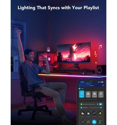 Неоновая световая веревка для столов Neon Rope Light for Desks GOVEE RGBIC LED / 5m / Multicolor / Wi-Fi / Bluetooth