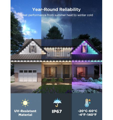 Наружное освещение GOVEE RGBICW Permanent Outdoor Lights 2 30M, 72 Lights