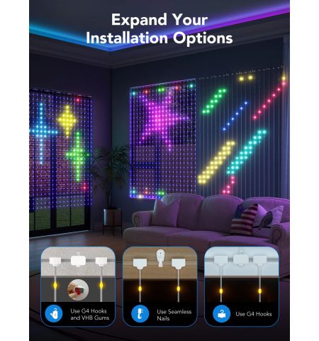 Наружные занавесочные светильники GOVEE RGBIC Curtain Lights 1.5*2m