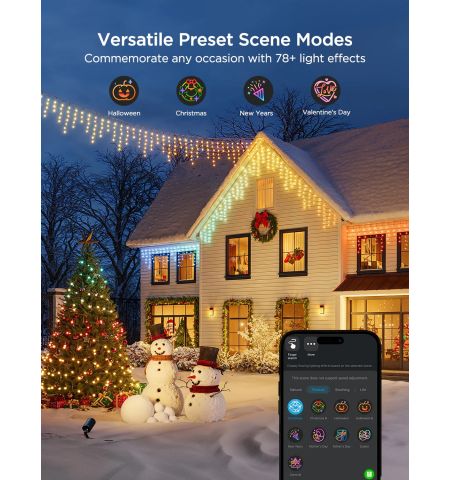 Уличная гирлянда в виде сосулек GOVEE RGBIC Icicle Ligths 10M