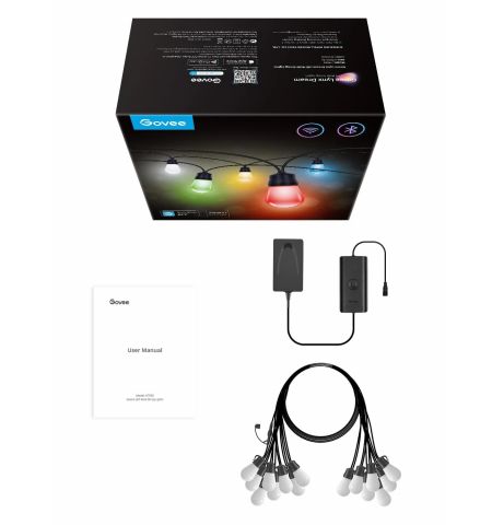 Наружняя светодиодная лента GOVEE RGBIC Smart Outdoor String Lights 15m, 15 Light Bulbs