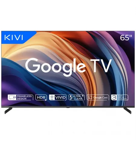 65" LED SMART Телевизор KIVI 65U710QB, 3840x2160 4K UHD, Google TV, Чёрный