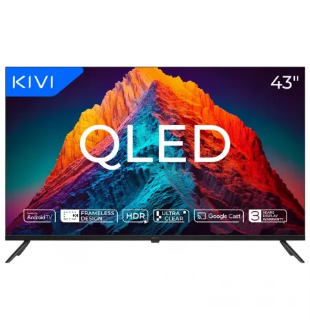 43" QLED SMART Телевизор KIVI 43U770QB, 3840x2160 4K UHD, Android TV, Чёрный